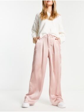 Princess Polly Blush Pink Wide Leg Satin Pants